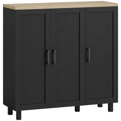 HOMCOM Sideboard Buffet Cabinet, Kitchen Storage Cabinet with 3 Doors and Adjustable Shelves for Living Room, Kitchen, Black