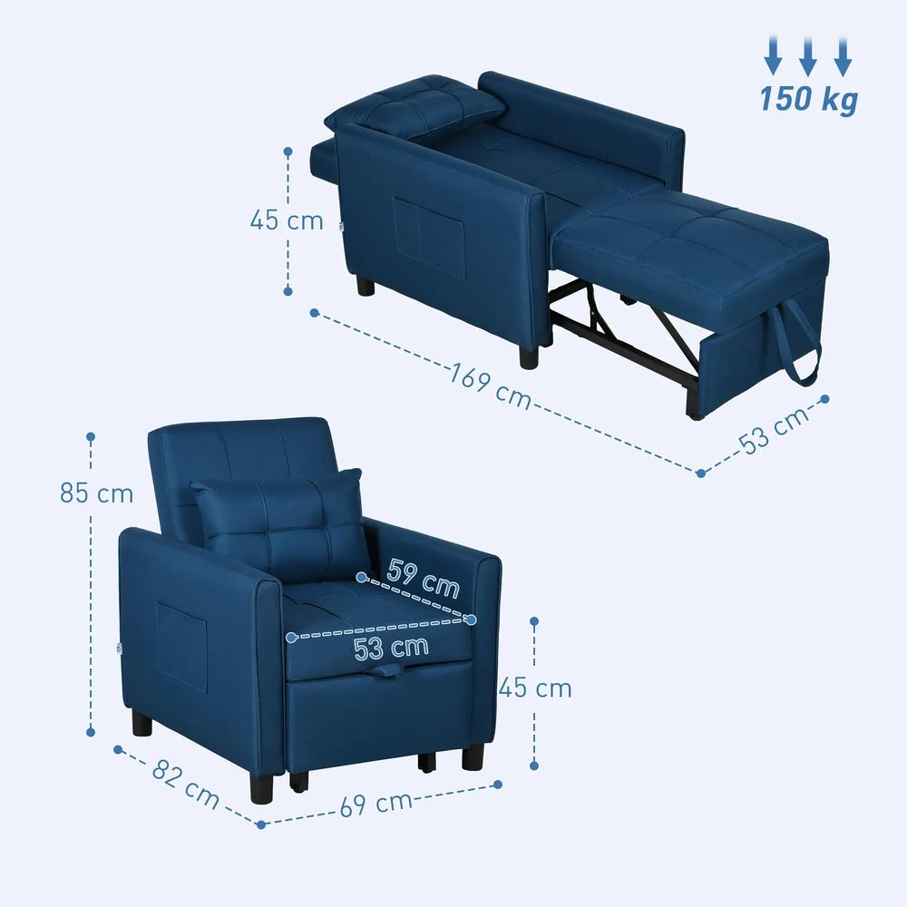 HOMCOM Linen-Look Single Chair Bed Additional View 14
