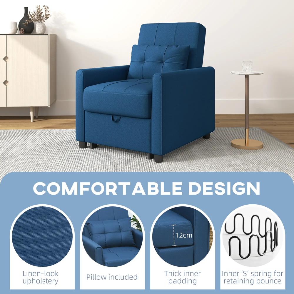HOMCOM Linen-Look Single Chair Bed Additional View 15