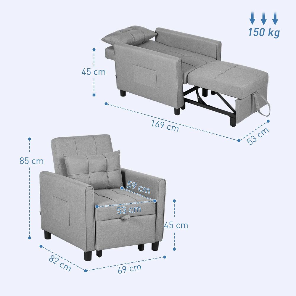 HOMCOM Linen-Look Single Chair Bed Additional View 3