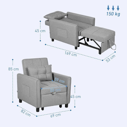 HOMCOM Linen-Look Single Chair Bed Additional View 3
