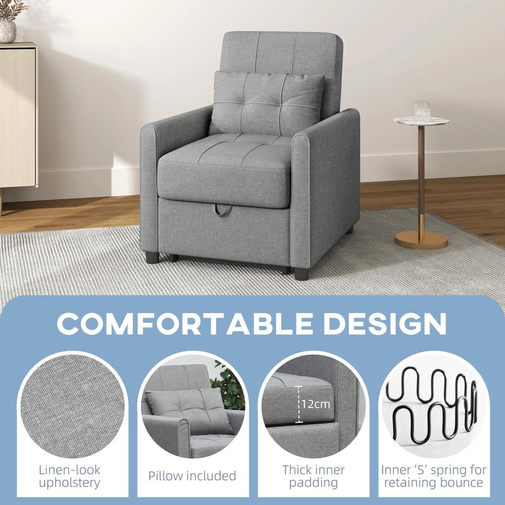 HOMCOM Linen-Look Single Chair Bed Additional View 4