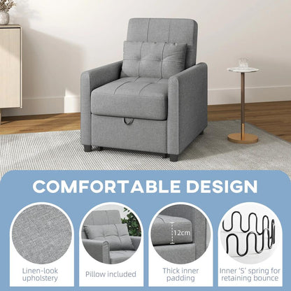 HOMCOM Linen-Look Single Chair Bed Additional View 4