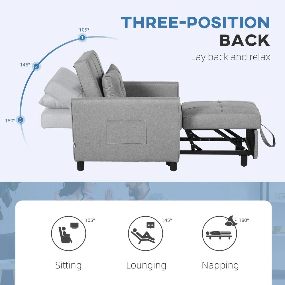 HOMCOM Linen-Look Single Chair Bed Additional View 5