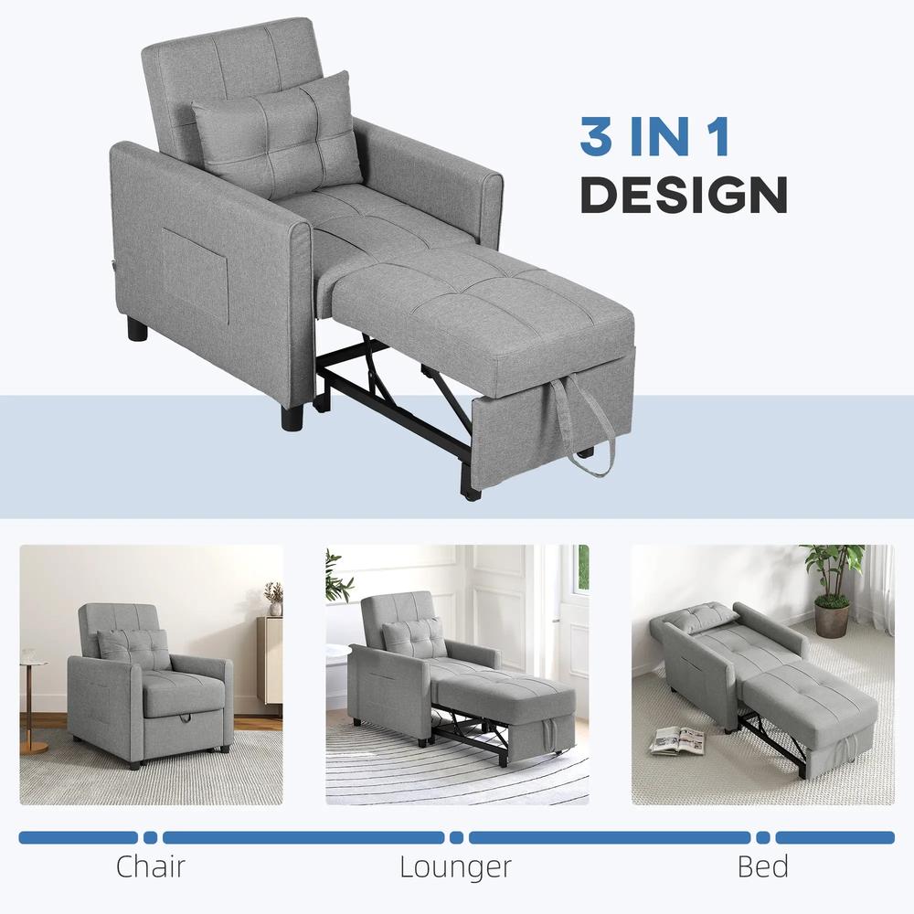 HOMCOM Linen-Look Single Chair Bed Additional View 6