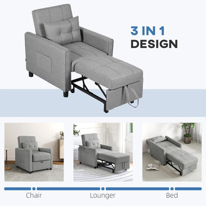 HOMCOM Linen-Look Single Chair Bed Additional View 6