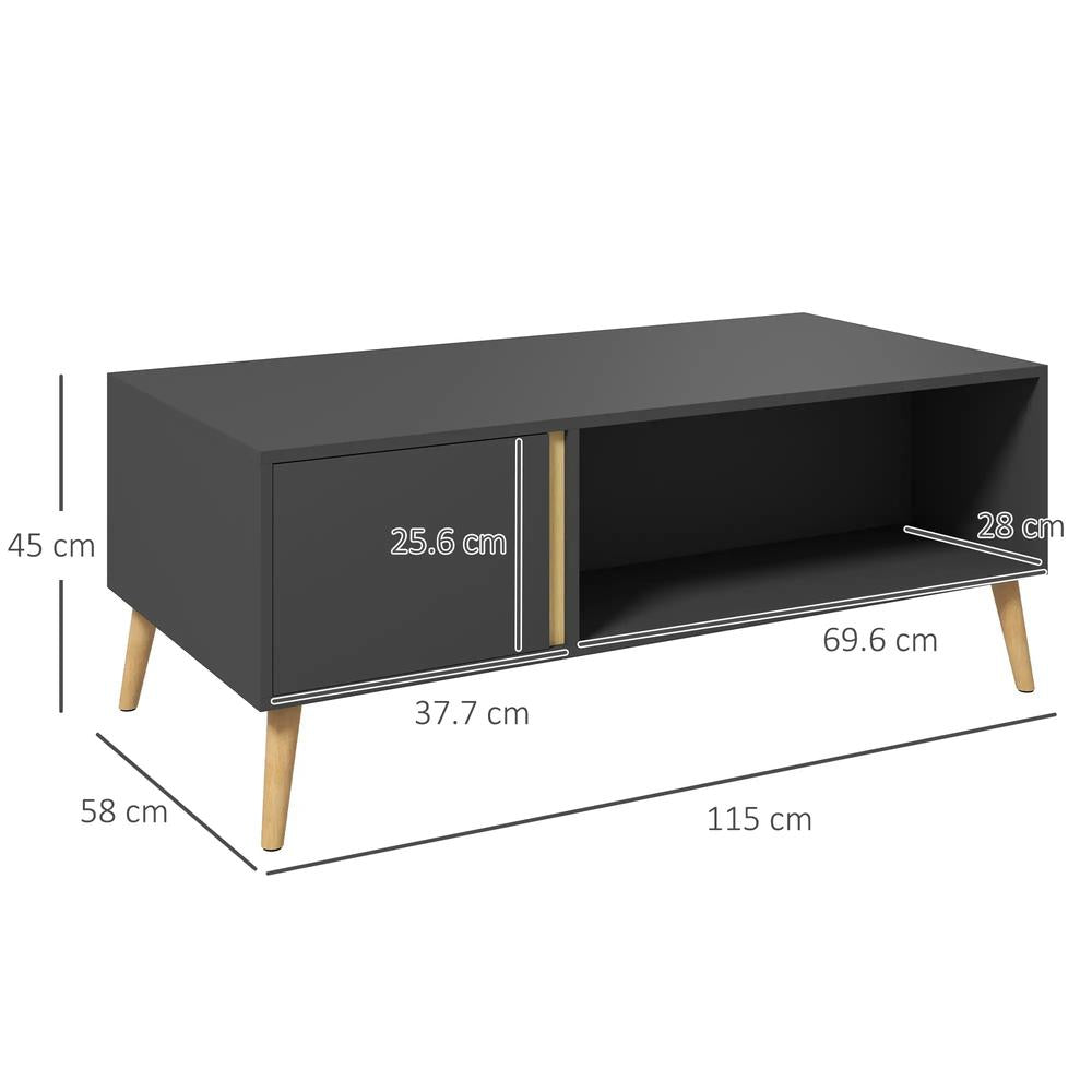 HOMCOM Coffee Table for Living Room, Modern Centre Table with Storage Compartments and Cabinets, Rectangular Side Table, 115x 58x 45cm, Grey Additional View 3