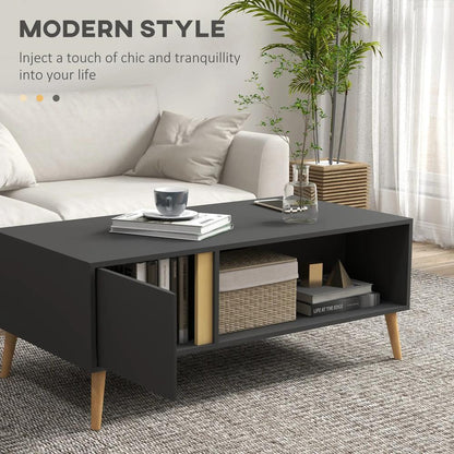 HOMCOM Coffee Table for Living Room, Modern Centre Table with Storage Compartments and Cabinets, Rectangular Side Table, 115x 58x 45cm, Grey Additional View 4