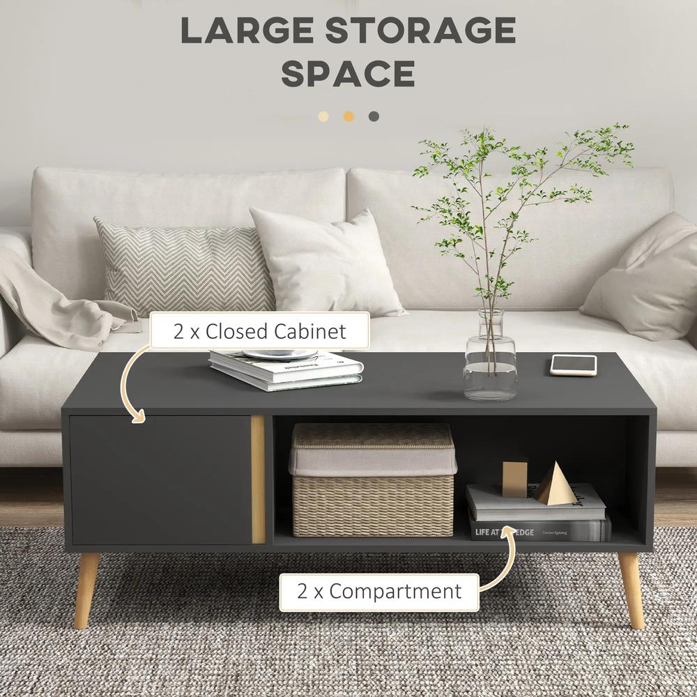 HOMCOM Coffee Table for Living Room, Modern Centre Table with Storage Compartments and Cabinets, Rectangular Side Table, 115x 58x 45cm, Grey Additional View 5