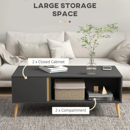 HOMCOM Coffee Table for Living Room, Modern Centre Table with Storage Compartments and Cabinets, Rectangular Side Table, 115x 58x 45cm, Grey Additional View 5