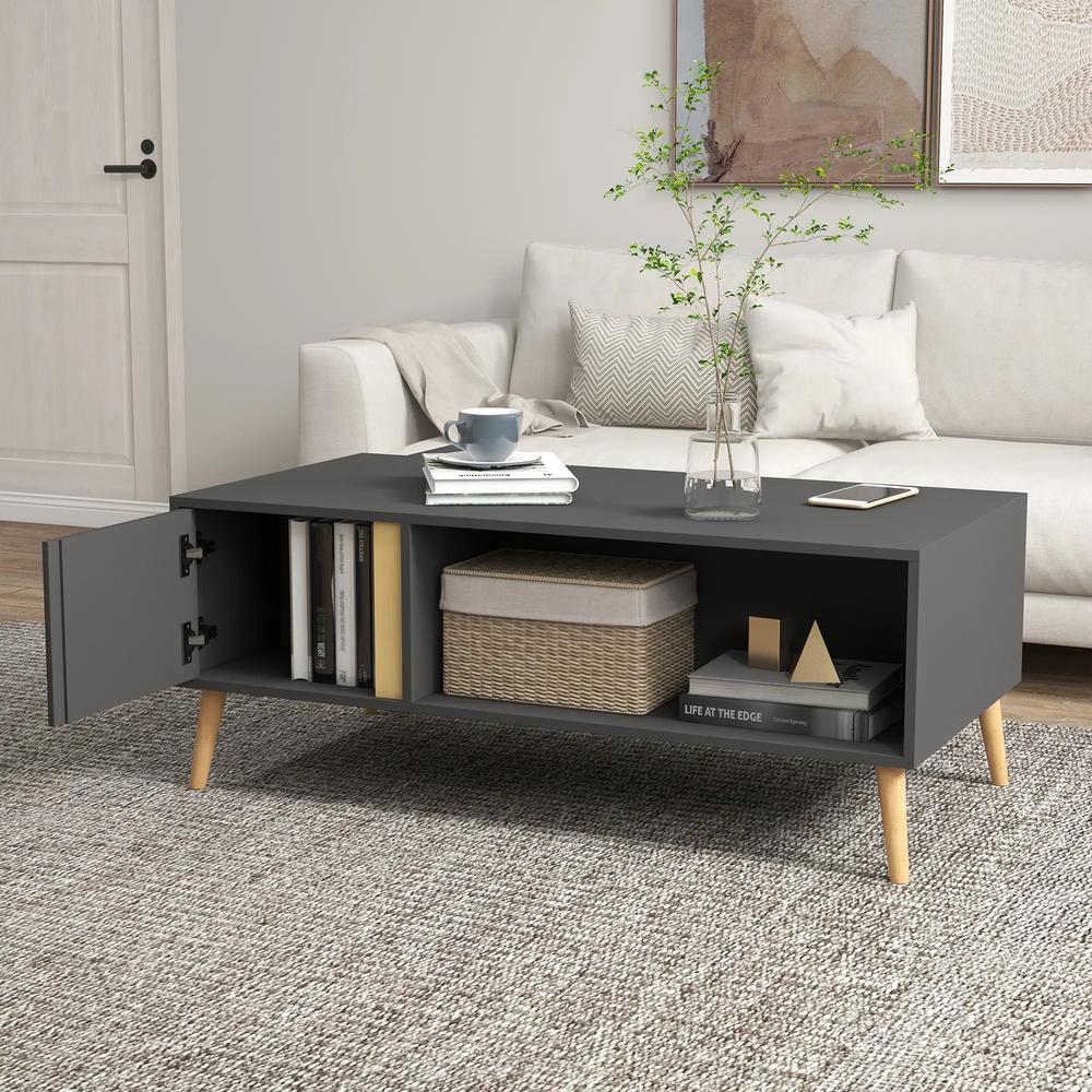 HOMCOM Coffee Table for Living Room, Modern Centre Table with Storage Compartments and Cabinets, Rectangular Side Table, 115x 58x 45cm, Grey Additional View 7