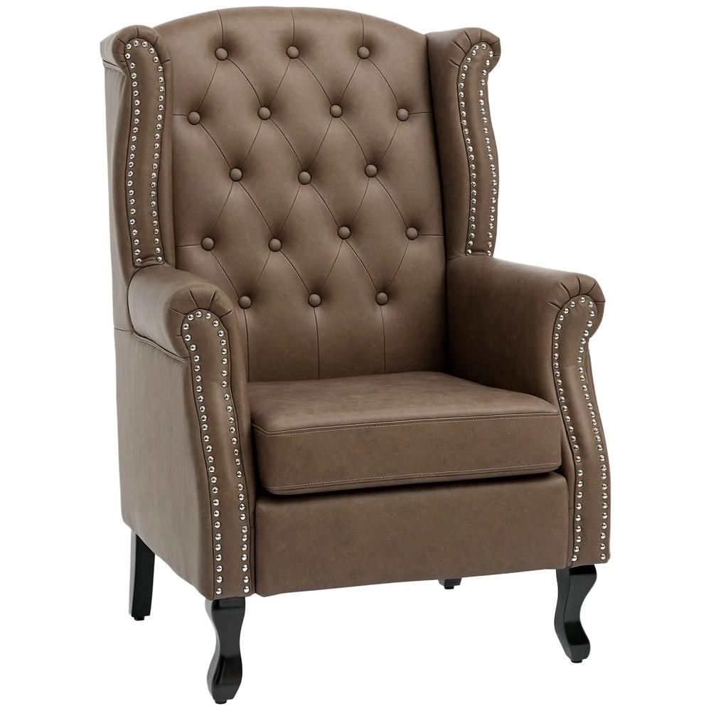 HOMCOM Wingback Accent Chair Tufted Chesterfield-style Armchair with Nail Head Trim for Living Room Bedroom Additional View 11
