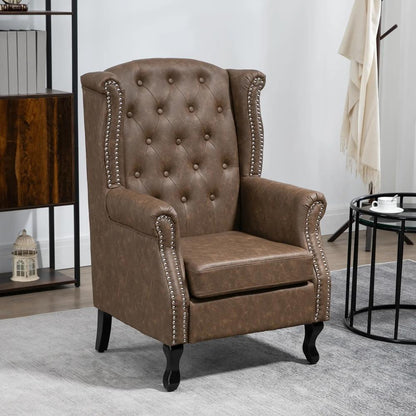 HOMCOM Wingback Accent Chair Tufted Chesterfield-style Armchair with Nail Head Trim for Living Room Bedroom Additional View 12