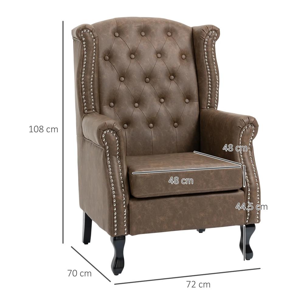 HOMCOM Wingback Accent Chair Tufted Chesterfield-style Armchair with Nail Head Trim for Living Room Bedroom Additional View 13