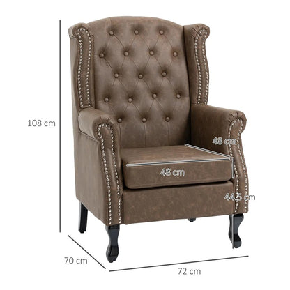 HOMCOM Wingback Accent Chair Tufted Chesterfield-style Armchair with Nail Head Trim for Living Room Bedroom Additional View 13