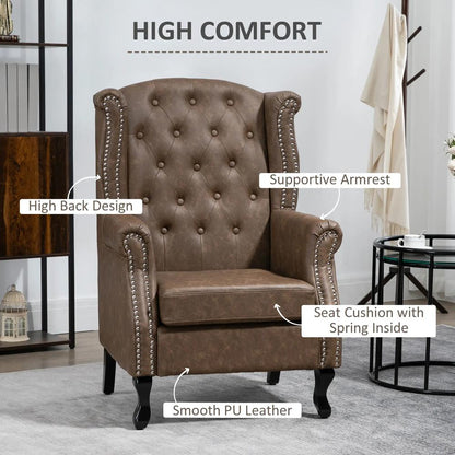 HOMCOM Wingback Accent Chair Tufted Chesterfield-style Armchair with Nail Head Trim for Living Room Bedroom Additional View 14