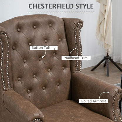 HOMCOM Wingback Accent Chair Tufted Chesterfield-style Armchair with Nail Head Trim for Living Room Bedroom Additional View 15