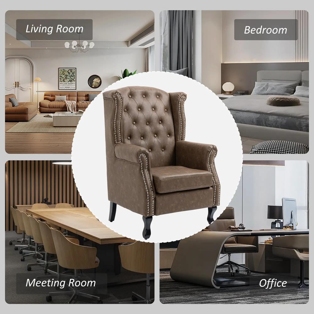 HOMCOM Wingback Accent Chair Tufted Chesterfield-style Armchair with Nail Head Trim for Living Room Bedroom Additional View 18