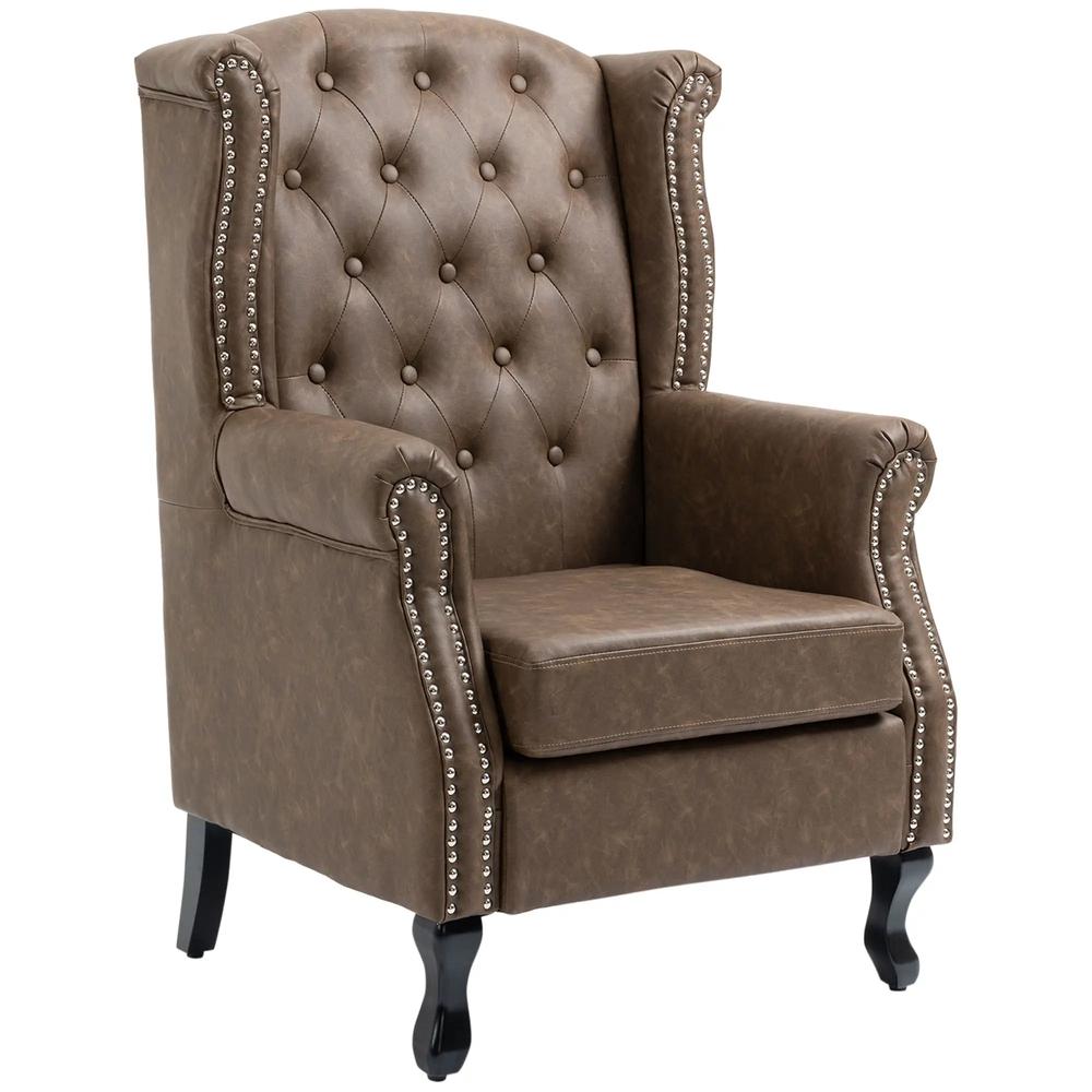 HOMCOM Wingback Accent Chair Tufted Chesterfield-style Armchair with Nail Head Trim for Living Room Bedroom Additional View 20