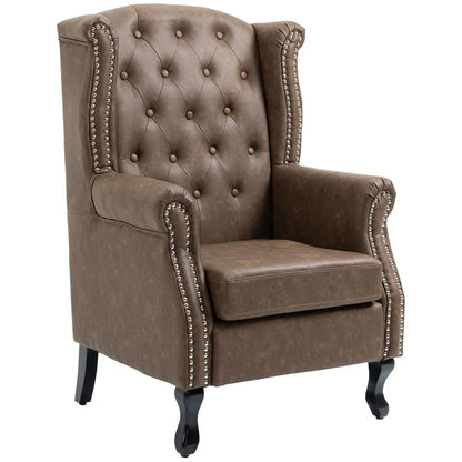 HOMCOM Wingback Accent Chair Tufted Chesterfield-style Armchair with Nail Head Trim for Living Room Bedroom Additional View 20