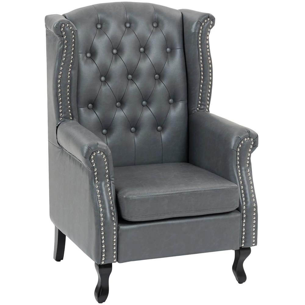 HOMCOM Wingback Accent Chair Tufted Chesterfield-style Armchair with Nail Head Trim for Living Room Bedroom Additional View 21