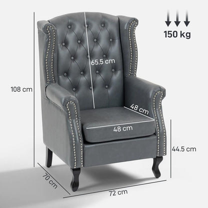 HOMCOM Wingback Accent Chair Tufted Chesterfield-style Armchair with Nail Head Trim for Living Room Bedroom Additional View 23