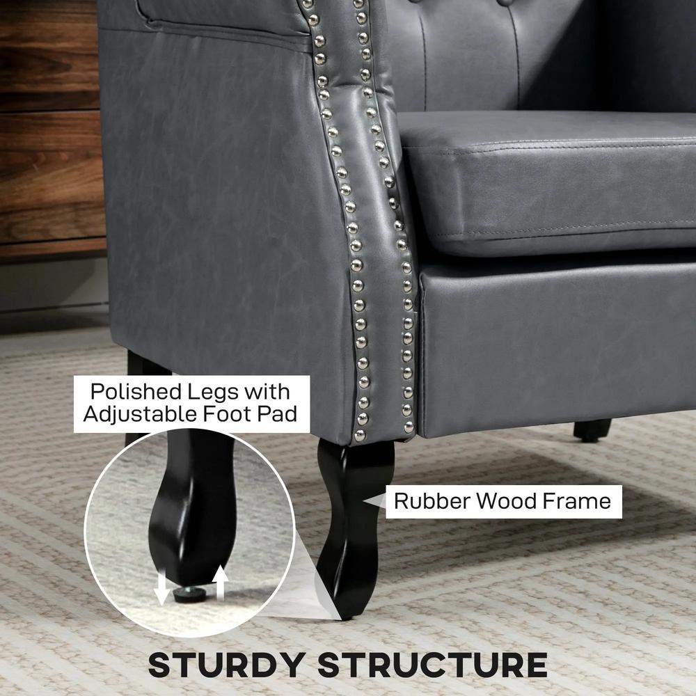 HOMCOM Wingback Accent Chair Tufted Chesterfield-style Armchair with Nail Head Trim for Living Room Bedroom Additional View 26