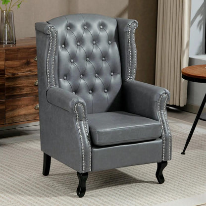 HOMCOM Wingback Accent Chair Tufted Chesterfield-style Armchair with Nail Head Trim for Living Room Bedroom Additional View 30