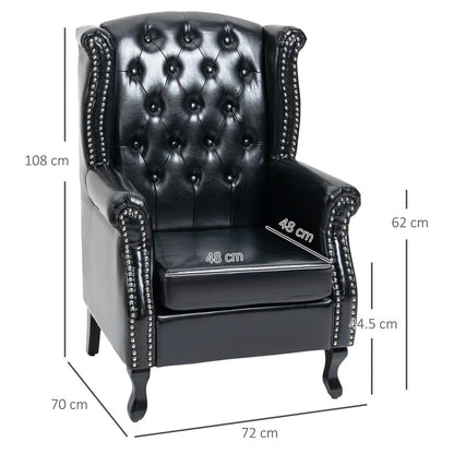 HOMCOM Wingback Accent Chair Tufted Chesterfield-style Armchair with Nail Head Trim for Living Room Bedroom Additional View 3