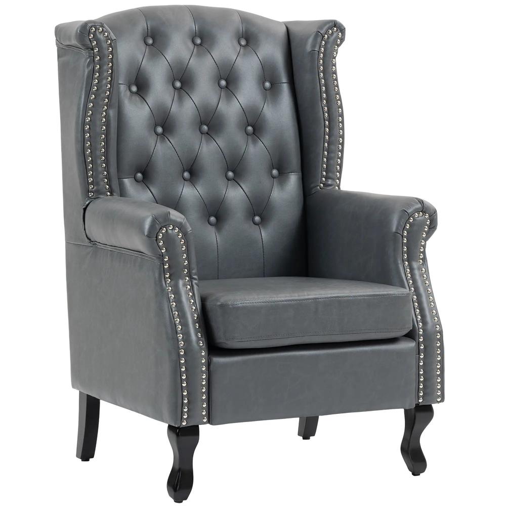 HOMCOM Wingback Accent Chair Tufted Chesterfield-style Armchair with Nail Head Trim for Living Room Bedroom Additional View 31
