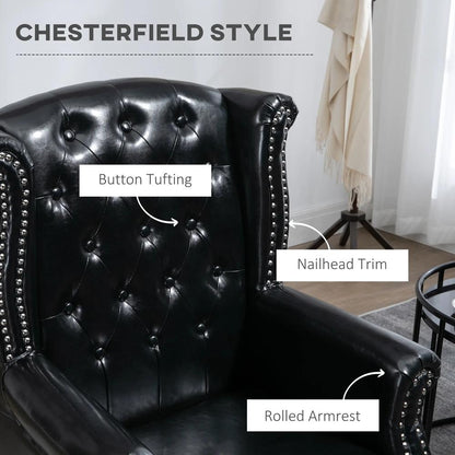 HOMCOM Wingback Accent Chair Tufted Chesterfield-style Armchair with Nail Head Trim for Living Room Bedroom Additional View 5