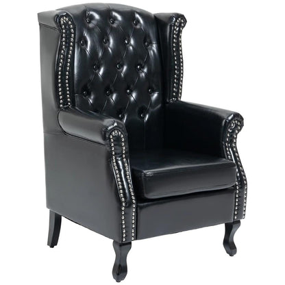 HOMCOM Wingback Accent Chair Tufted Chesterfield-style Armchair with Nail Head Trim for Living Room Bedroom Additional View 10
