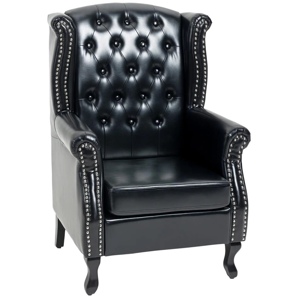 HOMCOM Wingback Accent Chair Tufted Chesterfield-style Armchair with Nail Head Trim for Living Room Bedroom