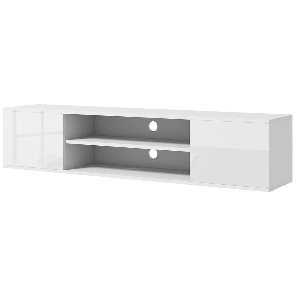 HOMCOM Floating TV Stand Cabinet for TVs up to 60", Wall Mounted TV Unit with Open Shelf, Storage Cupboards and Cable Management for Living Room Additional View 11