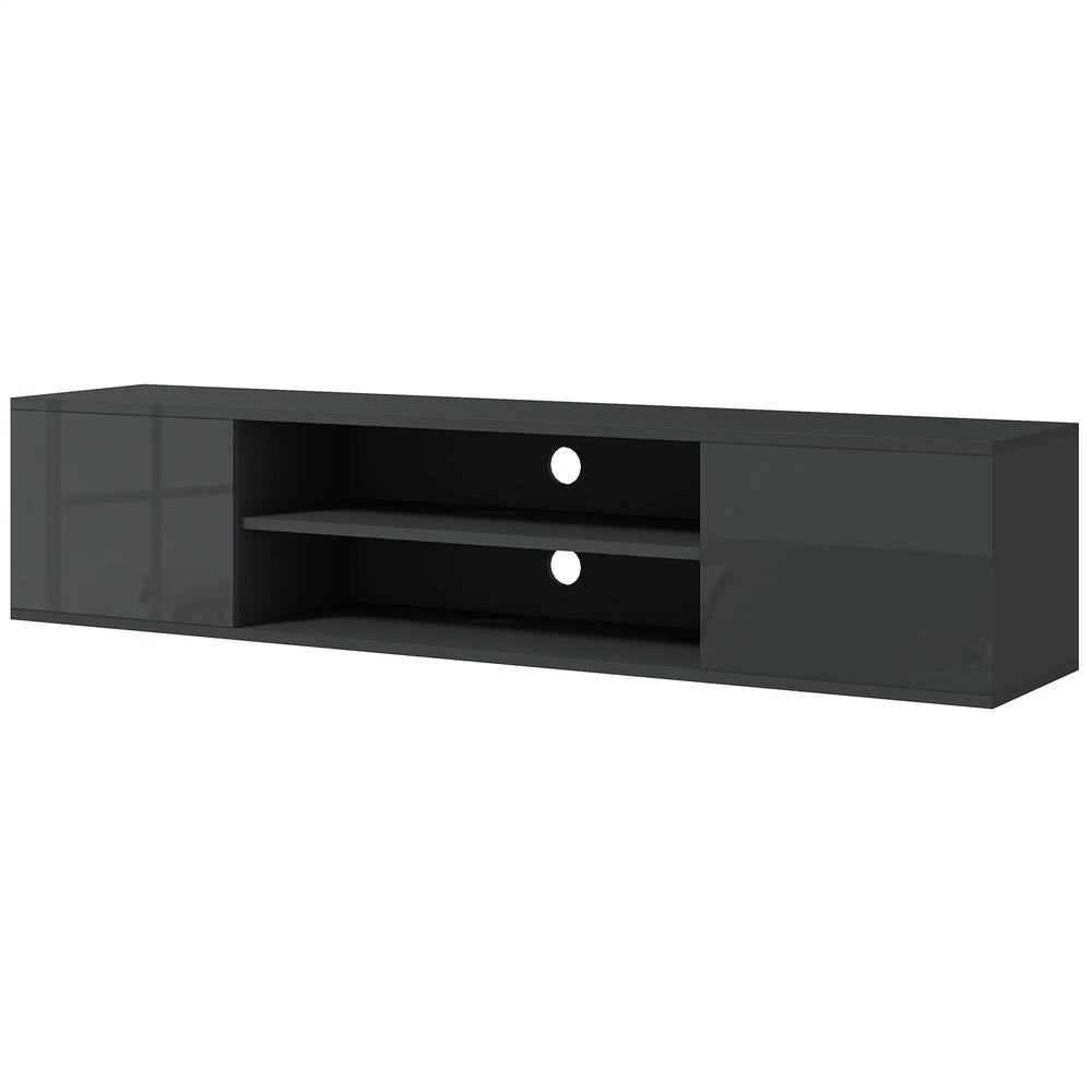 HOMCOM Floating TV Stand Cabinet for TVs up to 60", Wall Mounted TV Unit with Open Shelf, Storage Cupboards and Cable Management for Living Room Additional View 12