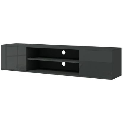 HOMCOM Floating TV Stand Cabinet for TVs up to 60", Wall Mounted TV Unit with Open Shelf, Storage Cupboards and Cable Management for Living Room Additional View 12