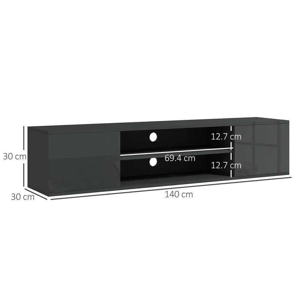 HOMCOM Floating TV Stand Cabinet for TVs up to 60", Wall Mounted TV Unit with Open Shelf, Storage Cupboards and Cable Management for Living Room Additional View 14