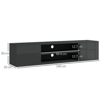 HOMCOM Floating TV Stand Cabinet for TVs up to 60", Wall Mounted TV Unit with Open Shelf, Storage Cupboards and Cable Management for Living Room Additional View 14