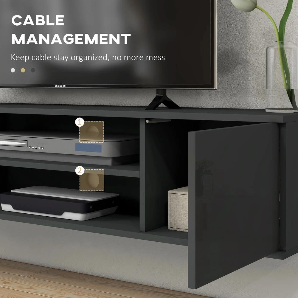 HOMCOM Floating TV Stand Cabinet for TVs up to 60", Wall Mounted TV Unit with Open Shelf, Storage Cupboards and Cable Management for Living Room Additional View 18