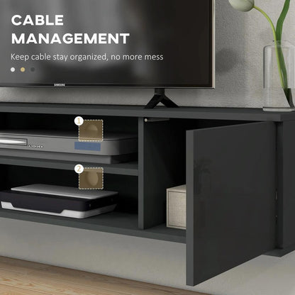 HOMCOM Floating TV Stand Cabinet for TVs up to 60", Wall Mounted TV Unit with Open Shelf, Storage Cupboards and Cable Management for Living Room Additional View 18