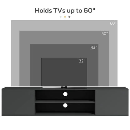 HOMCOM Floating TV Stand Cabinet for TVs up to 60", Wall Mounted TV Unit with Open Shelf, Storage Cupboards and Cable Management for Living Room Additional View 19