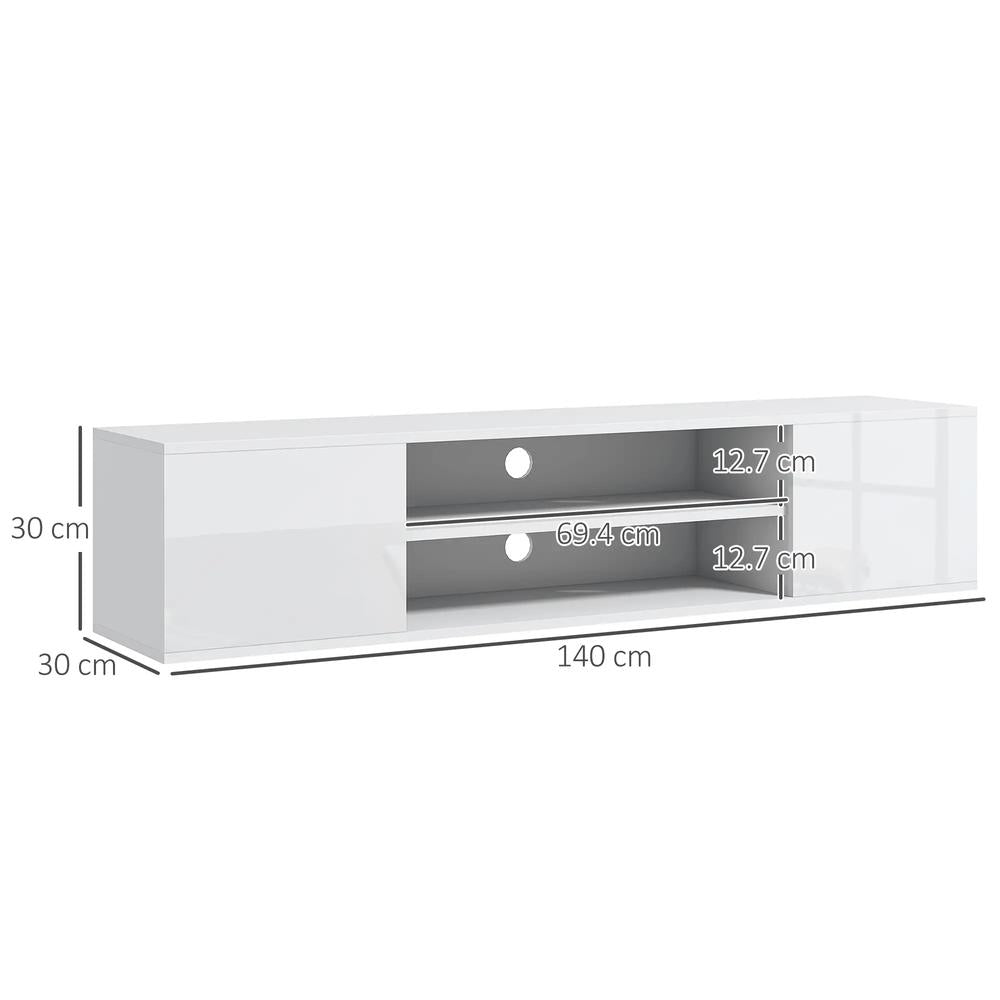 HOMCOM Floating TV Stand Cabinet for TVs up to 60", Wall Mounted TV Unit with Open Shelf, Storage Cupboards and Cable Management for Living Room Additional View 3