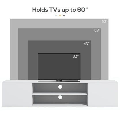 HOMCOM Floating TV Stand Cabinet for TVs up to 60", Wall Mounted TV Unit with Open Shelf, Storage Cupboards and Cable Management for Living Room Additional View 8