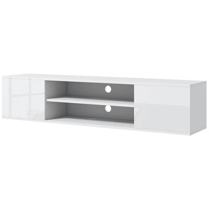 HOMCOM Floating TV Stand Cabinet for TVs up to 60", Wall Mounted TV Unit with Open Shelf, Storage Cupboards and Cable Management for Living Room