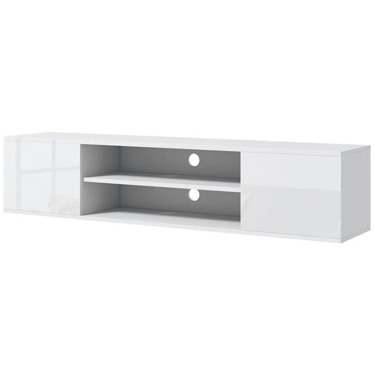 HOMCOM Floating TV Stand Cabinet for TVs up to 60", Wall Mounted TV Unit with Open Shelf, Storage Cupboards and Cable Management for Living Room