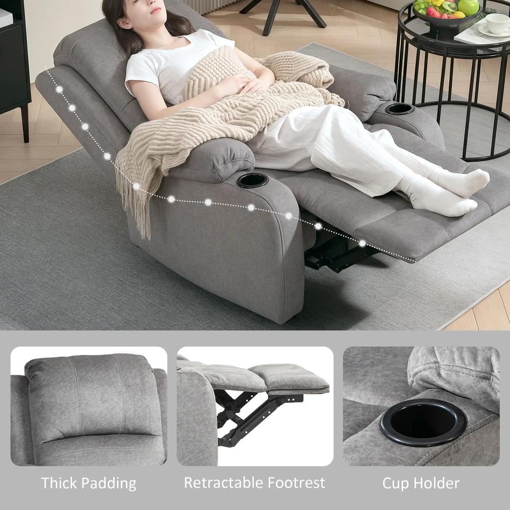 HOMCOM Microfibre Manual Reclining Armchair, with Footrest Additional View 17
