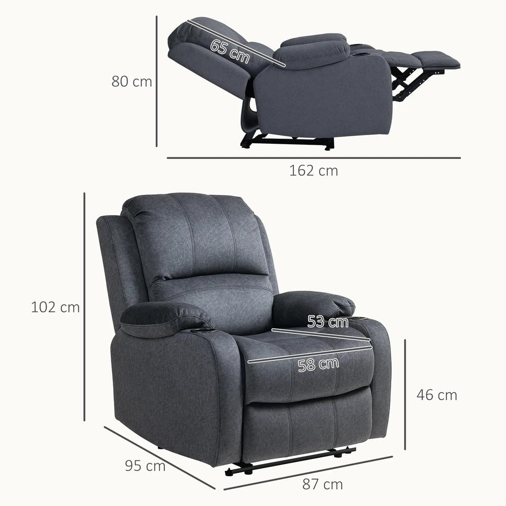 HOMCOM Microfibre Manual Reclining Armchair, with Footrest Additional View 3