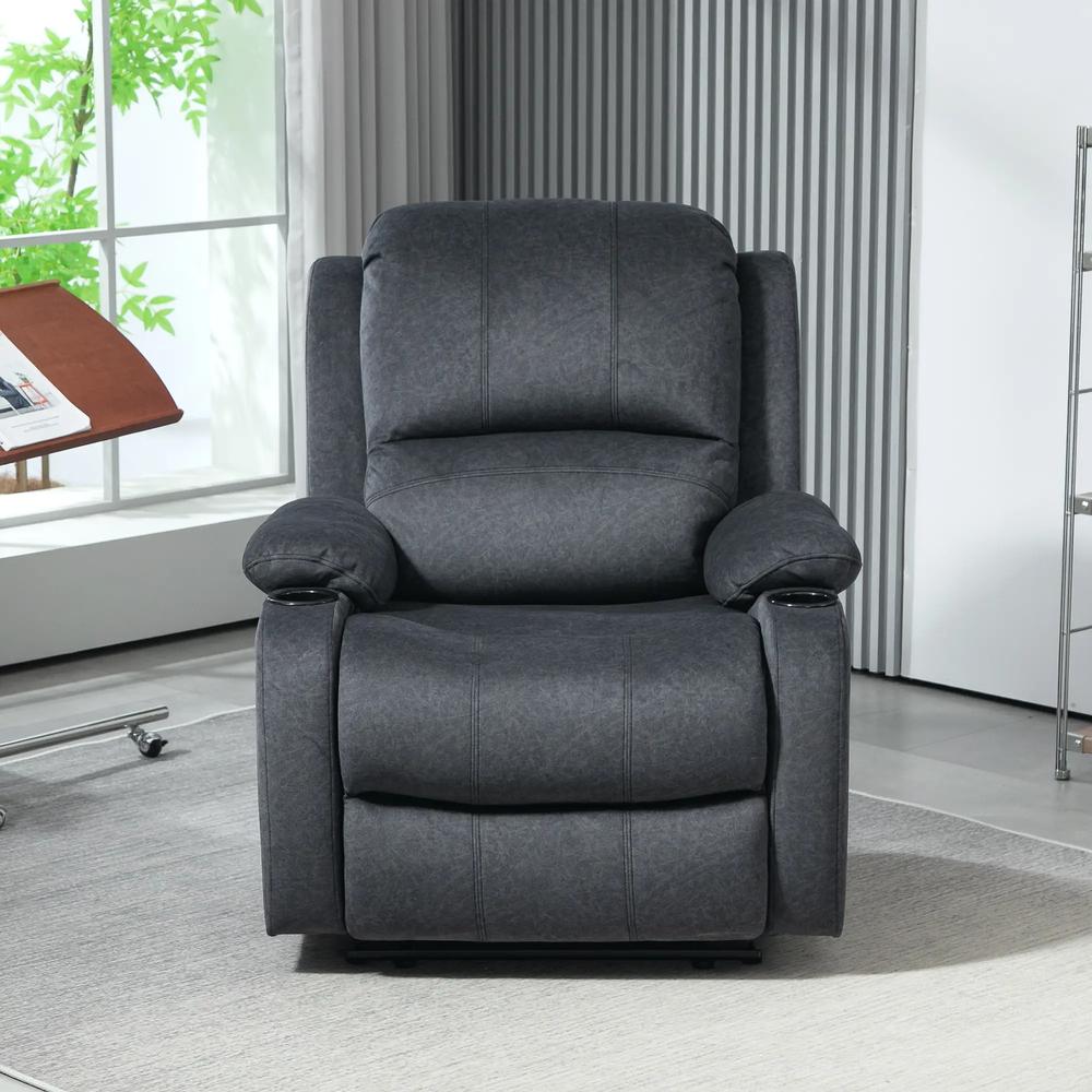 HOMCOM Microfibre Manual Reclining Armchair, with Footrest Additional View 8