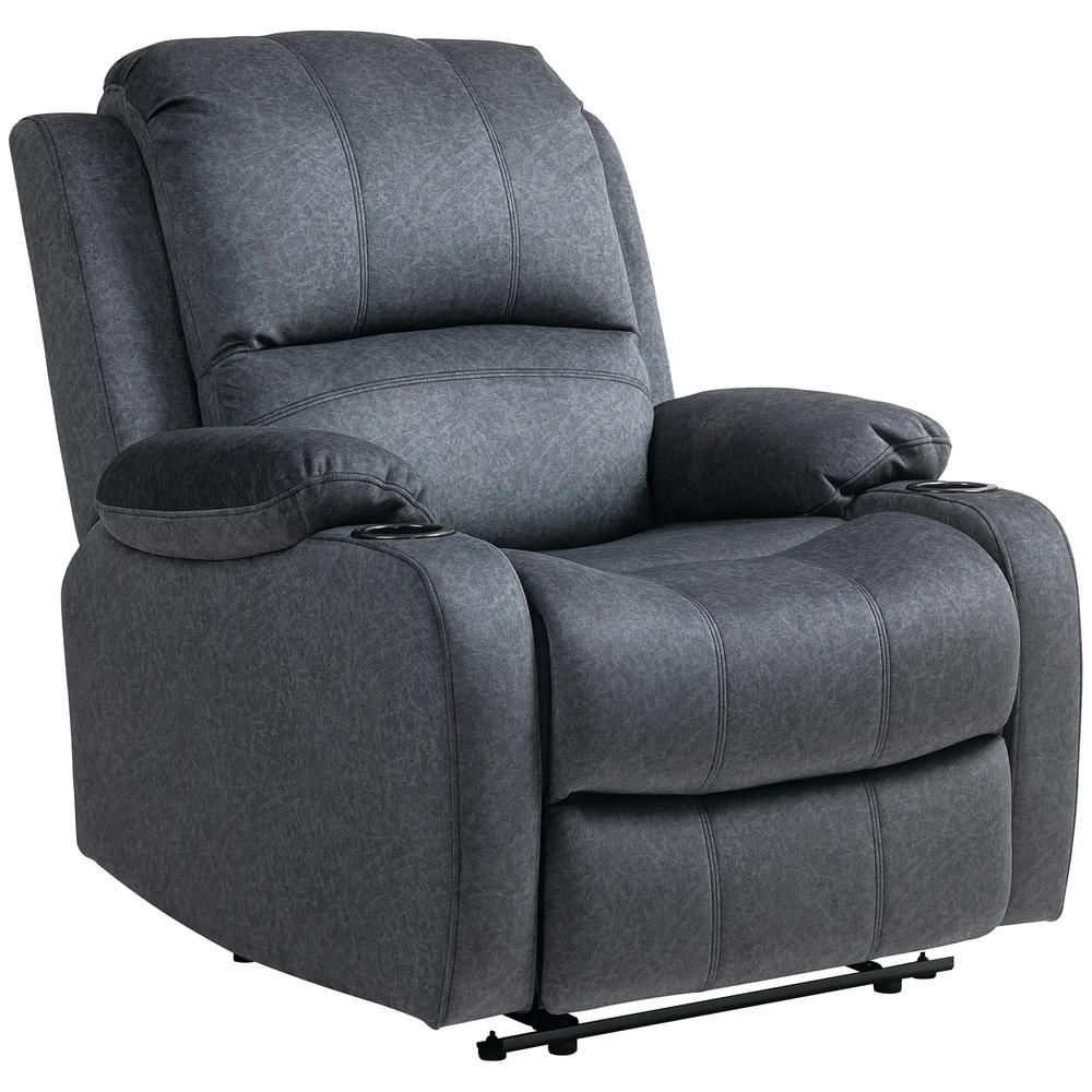 HOMCOM Microfibre Manual Reclining Armchair, with Footrest
