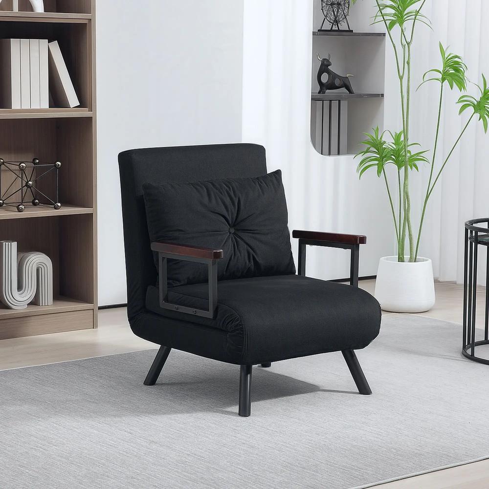 HOMCOM 4-in-1 Velvet-Feel Single Chair Bed, with Pillow Additional View 2